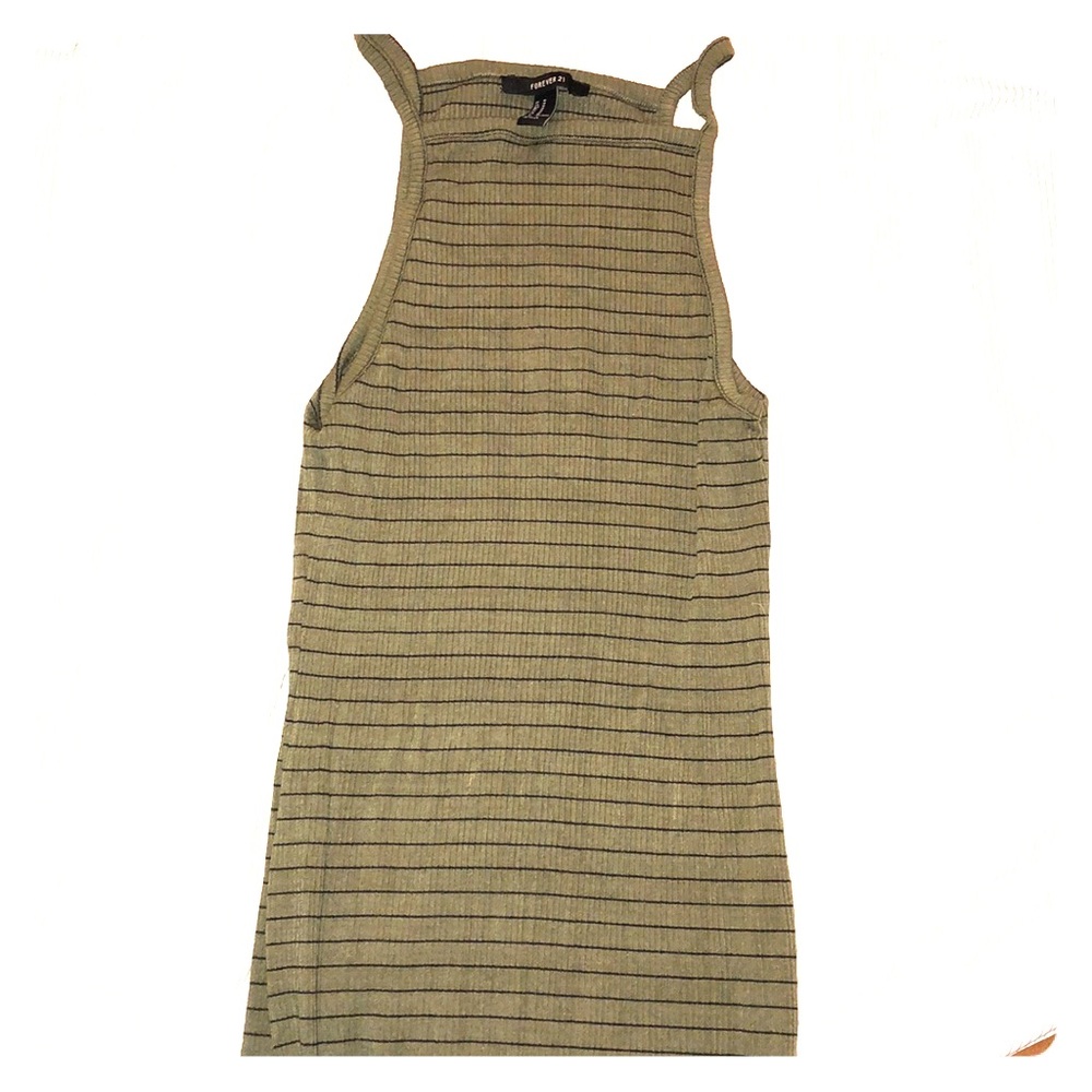 Army green and black striped dress (knee length)